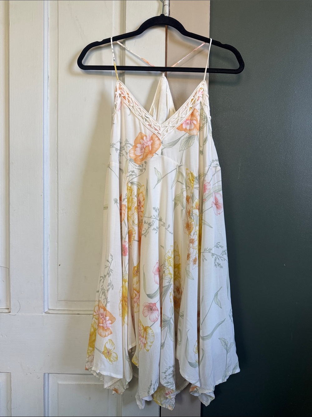 lovestitch Cream Spaghetti Strap Dress with Floral print